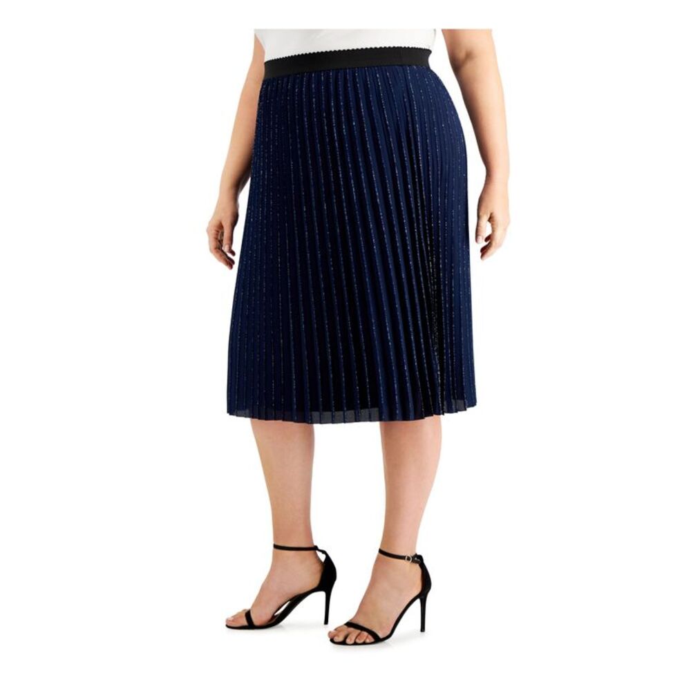ADRIANNA PAPELL Womens Pull On Styling Tea-Length Cocktail Pleated Skirt - Picture 3 of 4